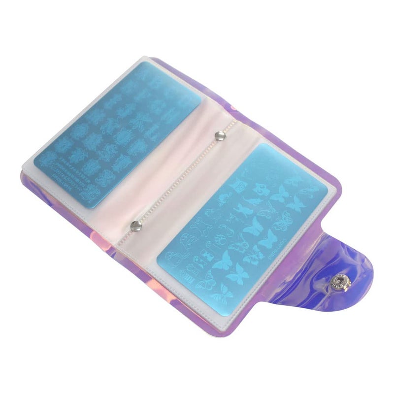 VNC Nail Art Stamp Plate Collection 20 Solts Pink Color Image Plate Organizer for 6X12cm Size Stamping Nail Art Plate Holder - Image 2